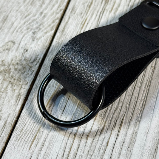 Black Handmade Leather-style Mini Keychain
