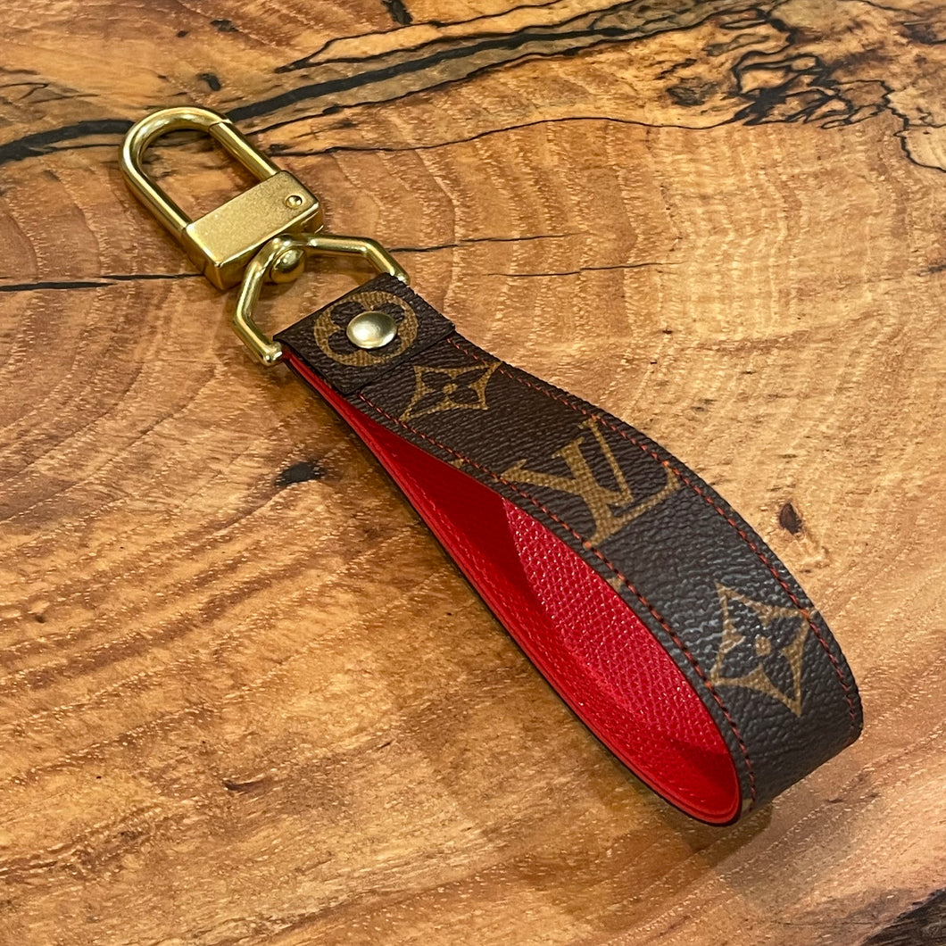 Brown on Red Swivel Keychain (Brass Hardware)