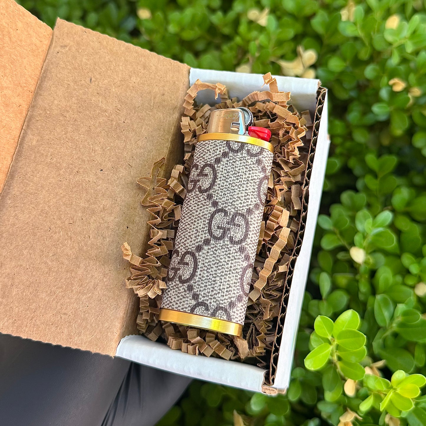 GG Brown x Gold Lighter Case