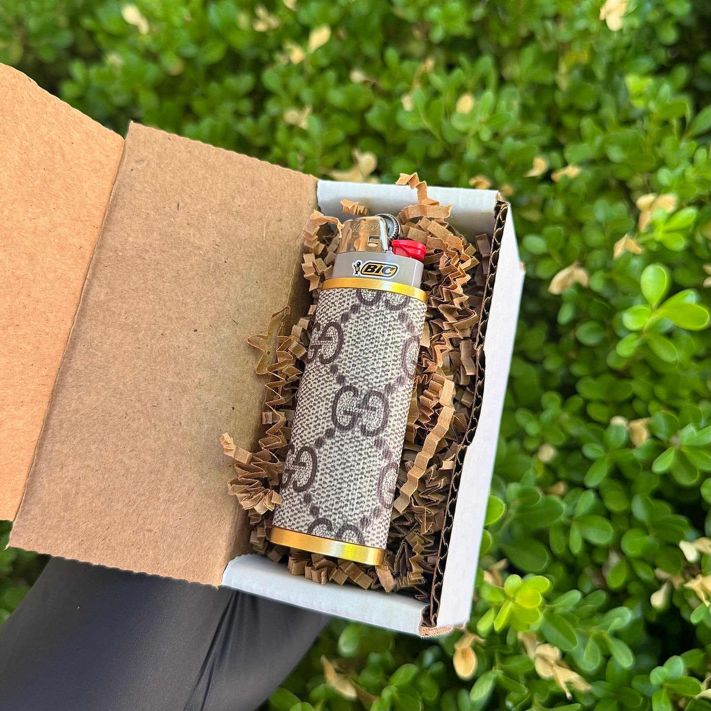 GG Brown x Gold Lighter Case