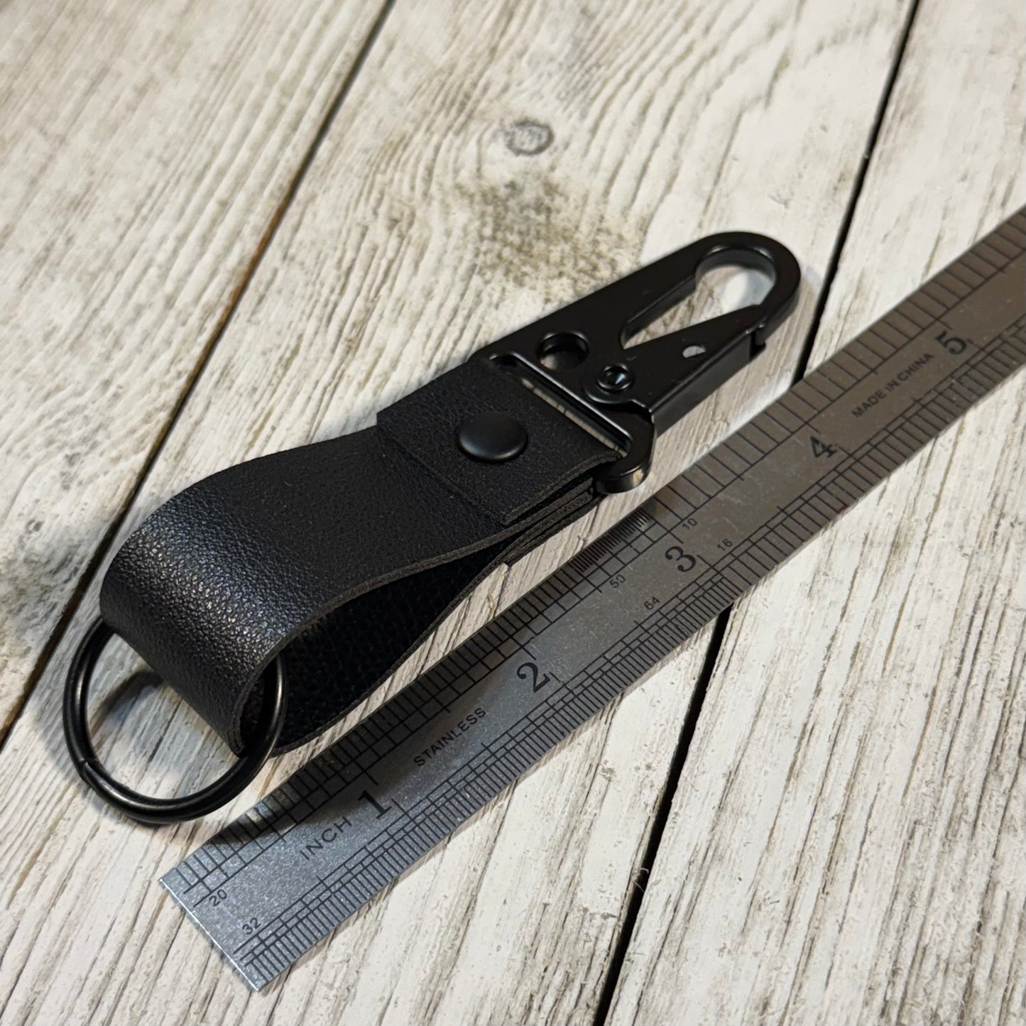 Black Handmade Leather-style Mini Keychain