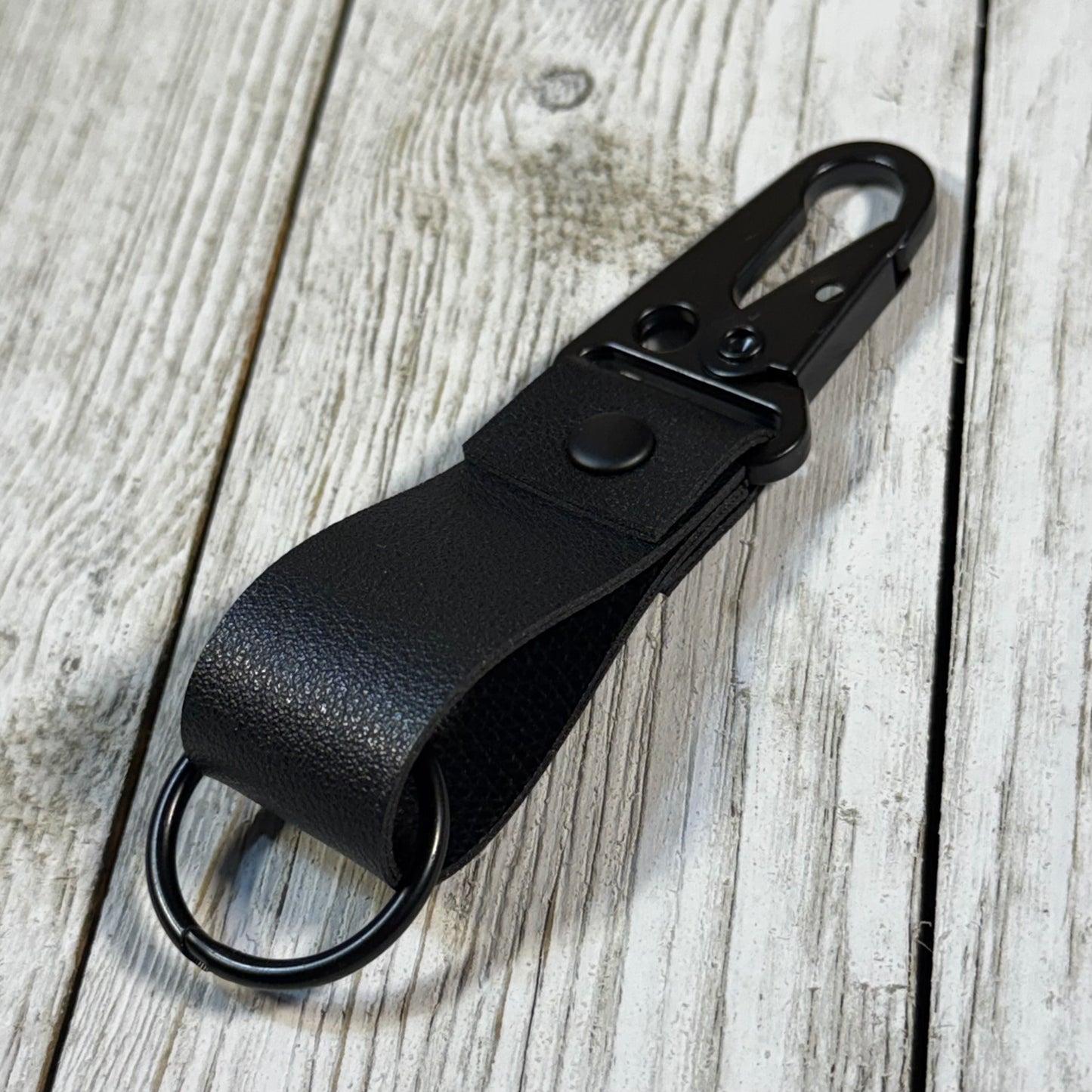 Black Handmade Leather-style Mini Keychain