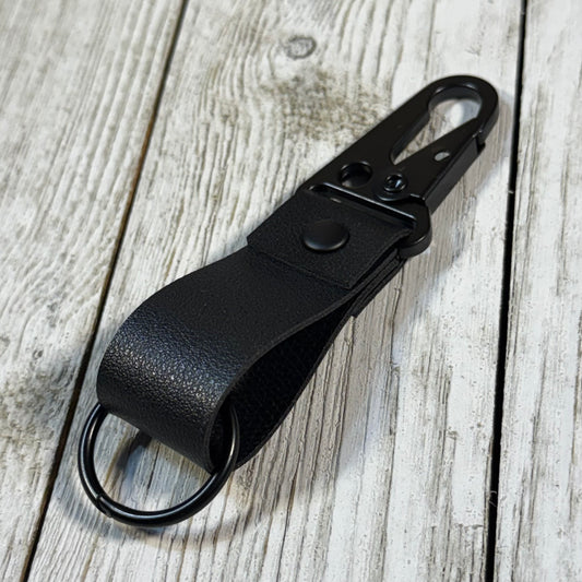 Black Handmade Leather-style Mini Keychain