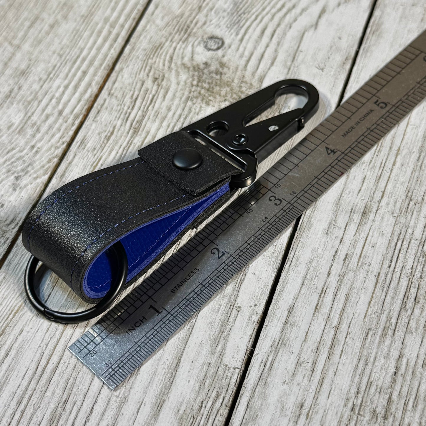 Black & Blue Handmade Leather-style Mini Keychain