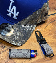 Load image into Gallery viewer, Custom Order - Brown on Blue GG Mini Keychain
