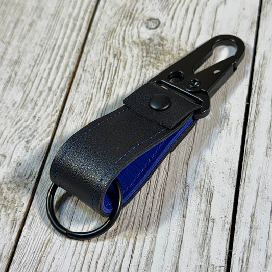 Black & Blue Handmade Leather-style Mini Keychain
