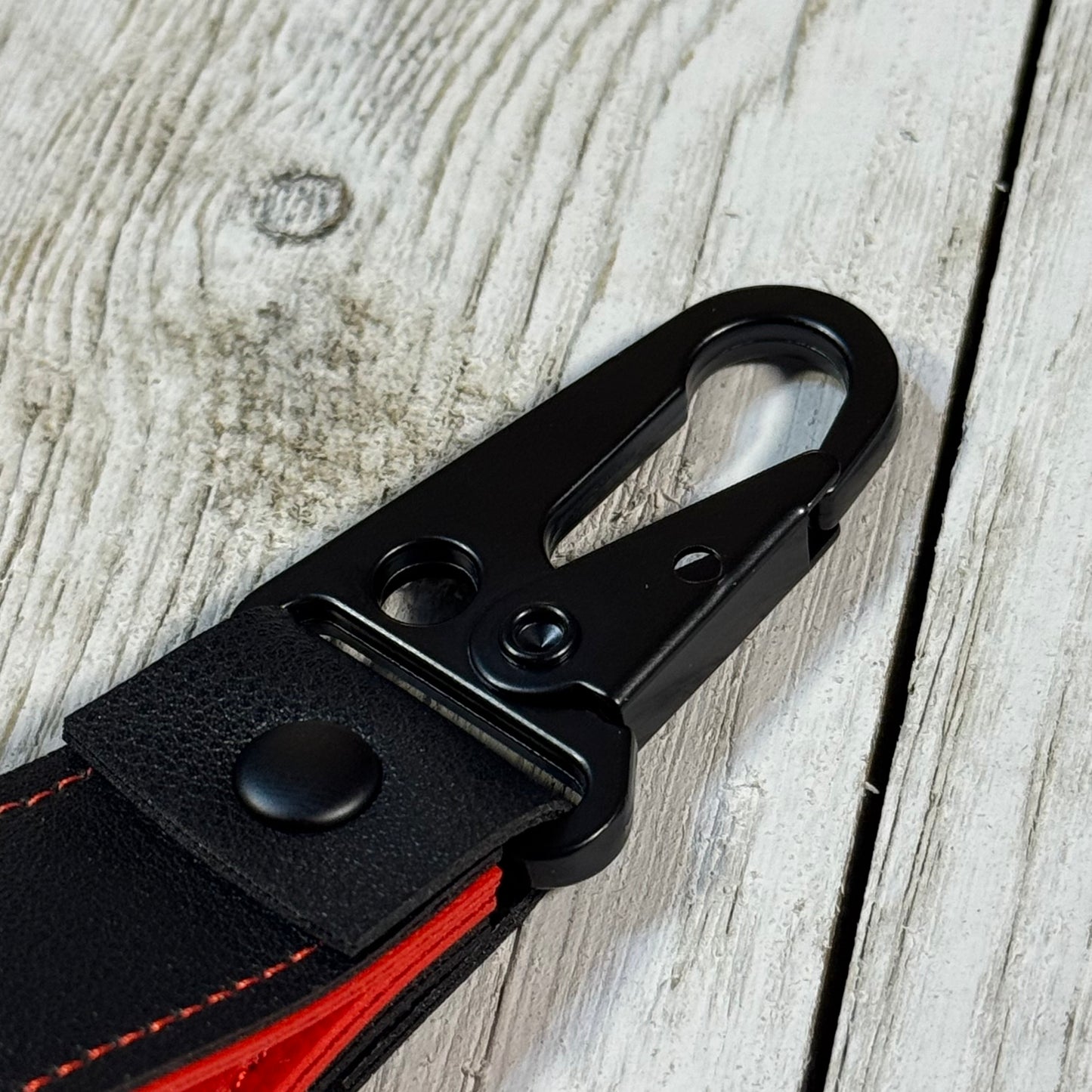 Black & Red Handmade Leather-style Mini Keychain