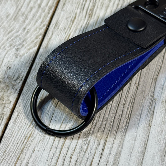 Black & Blue Handmade Leather-style Mini Keychain