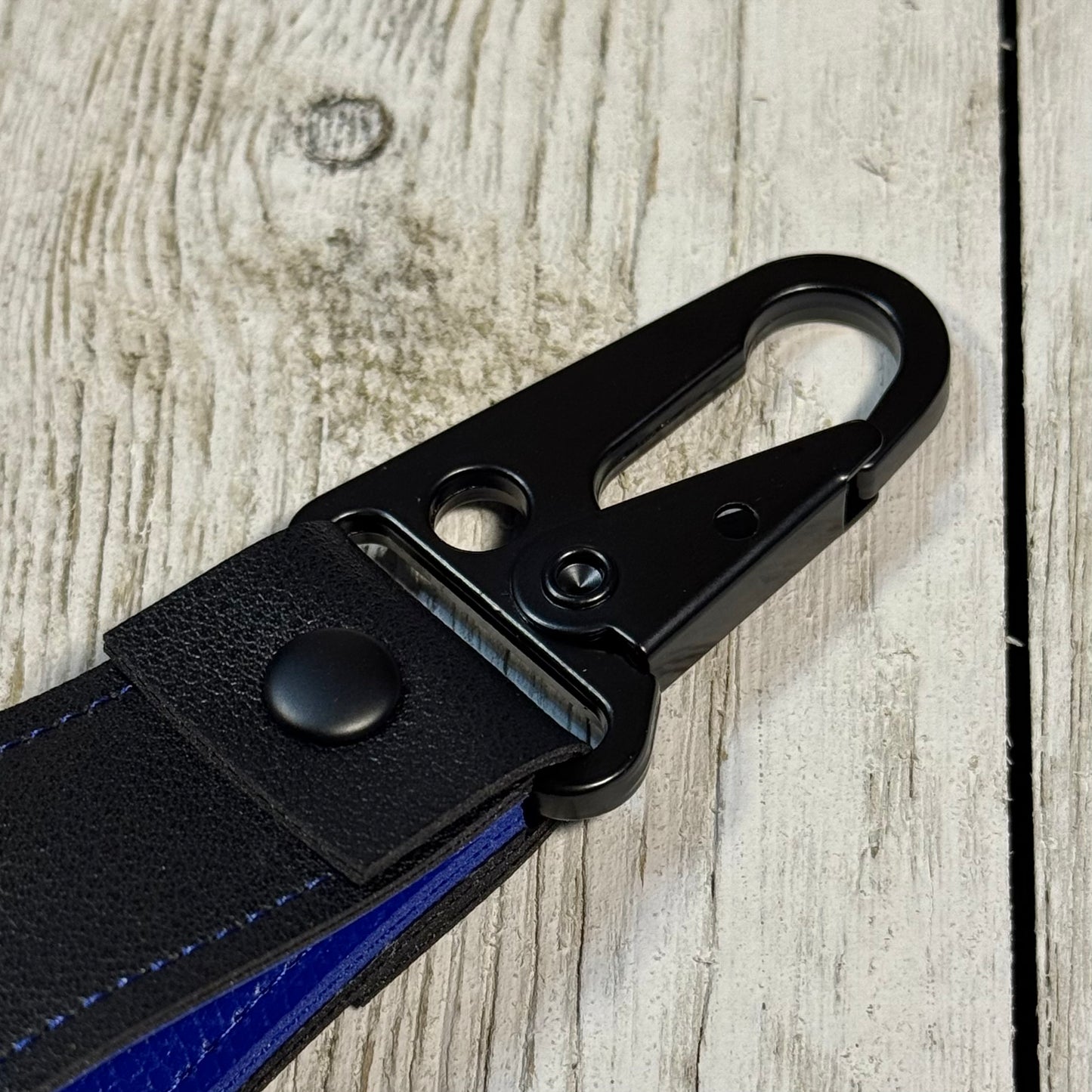Black & Blue Handmade Leather-style Mini Keychain