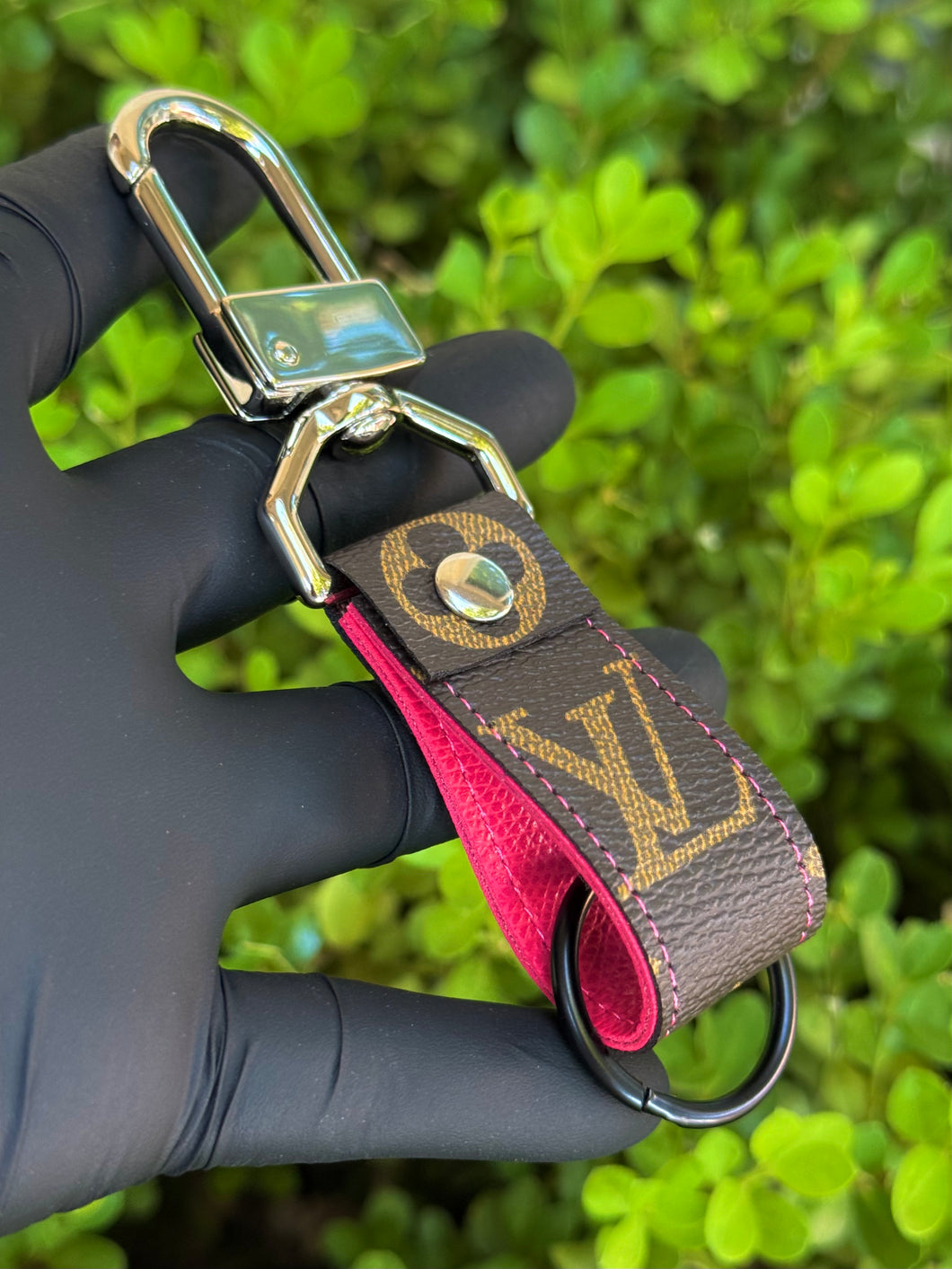 Brown on Hot Pink Mini Swivel Keychain