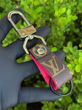 Load image into Gallery viewer, Brown on Hot Pink Mini Swivel Keychain
