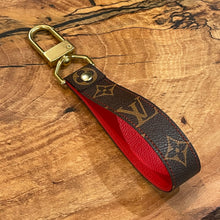 Load image into Gallery viewer, Brown on Red Swivel Keychain (Brass Hardware)
