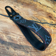 Load image into Gallery viewer, Black on Black Keychain Red Stitching

