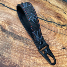 Load image into Gallery viewer, Black on Black Keychain Red Stitching
