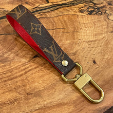 Load image into Gallery viewer, Brown on Red Swivel Keychain (Brass Hardware)
